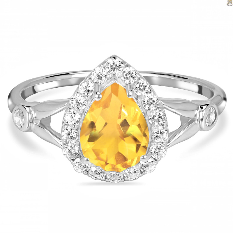 Citrine & White Topaz Ring CIT-RDR-2243.