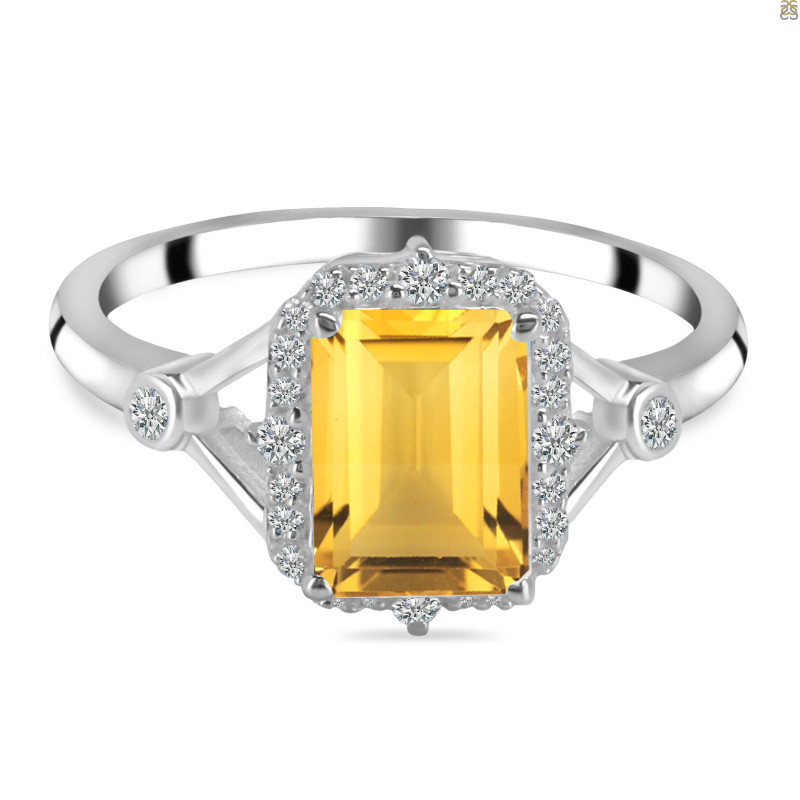 Citrine & White Topaz Ring CIT-RDR-2252.