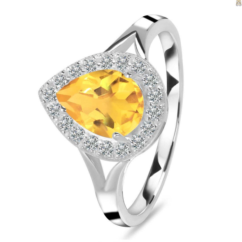 Citrine & White Topaz Ring CIT-RDR-2253.