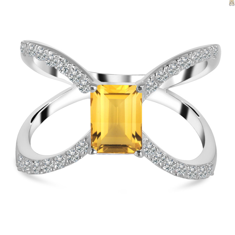 Citrine & White Topaz Ring CIT-RDR-2293.