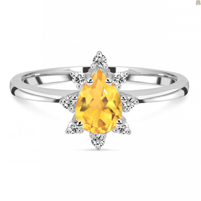 Citrine & White Topaz Ring CIT-RDR-2305.