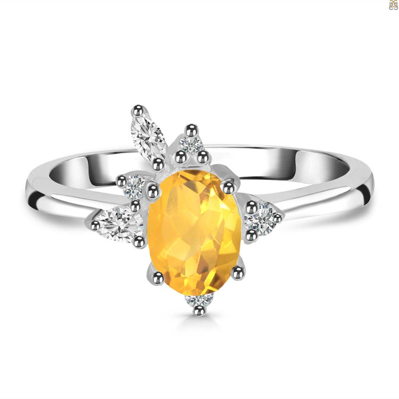 Citrine & White Topaz Ring CIT-RDR-2398.
