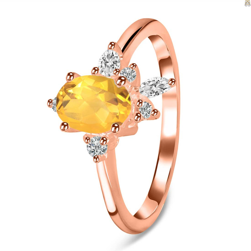 Citrine & White Topaz Ring CIT-RDR-2398.