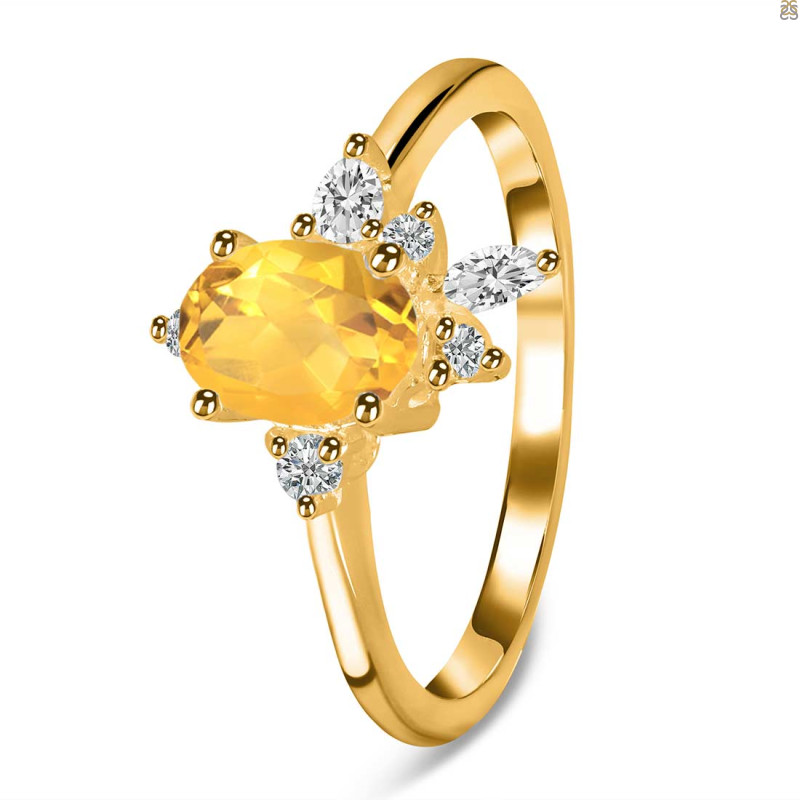 Citrine & White Topaz Ring CIT-RDR-2398.