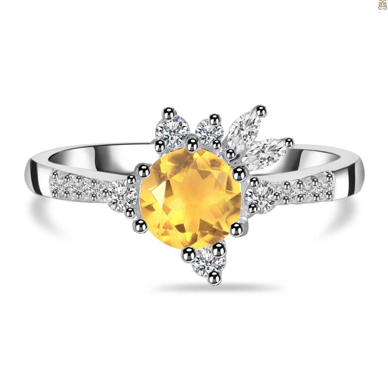 Citrine & White Topaz Ring CIT-RDR-2406.