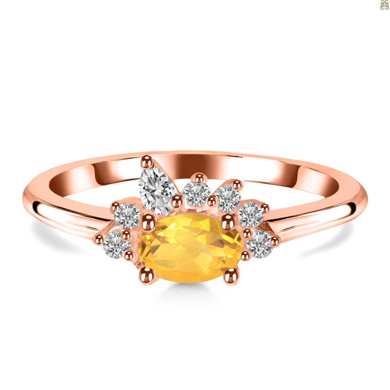 Citrine & White Topaz Ring CIT-RDR-2418.