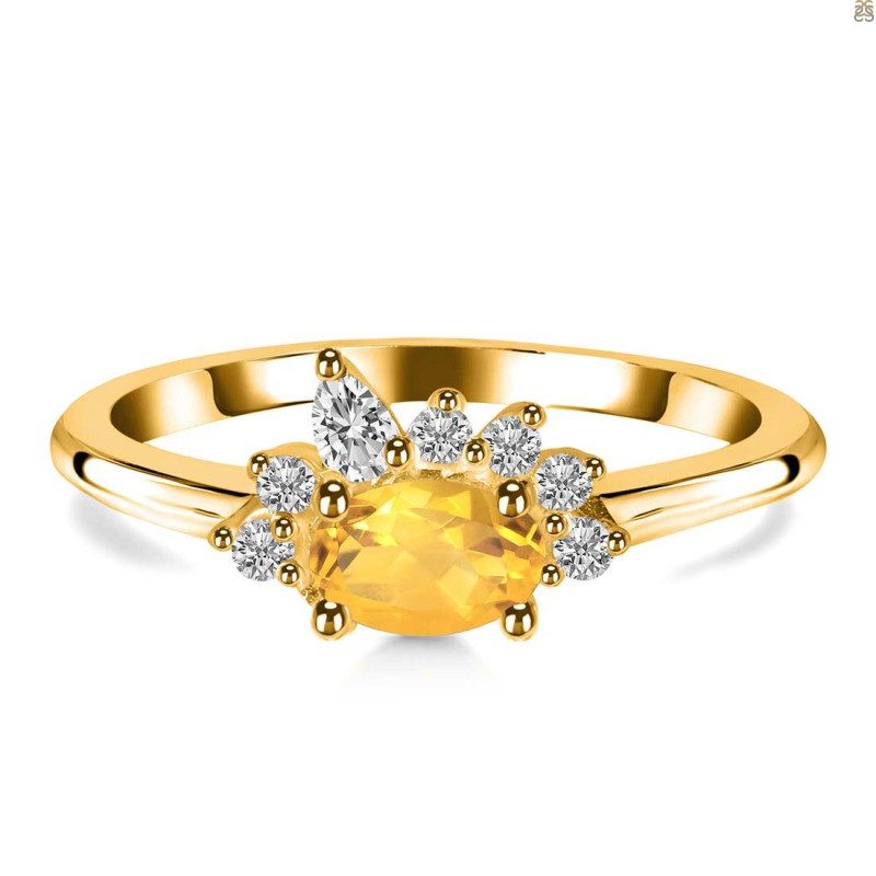 Citrine & White Topaz Ring CIT-RDR-2418.