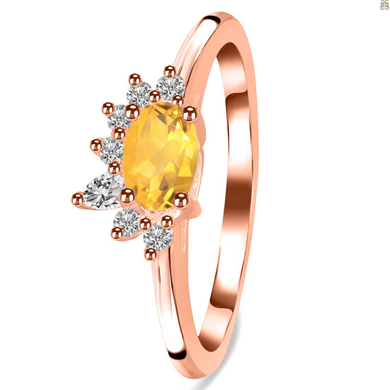 Citrine & White Topaz Ring CIT-RDR-2418.
