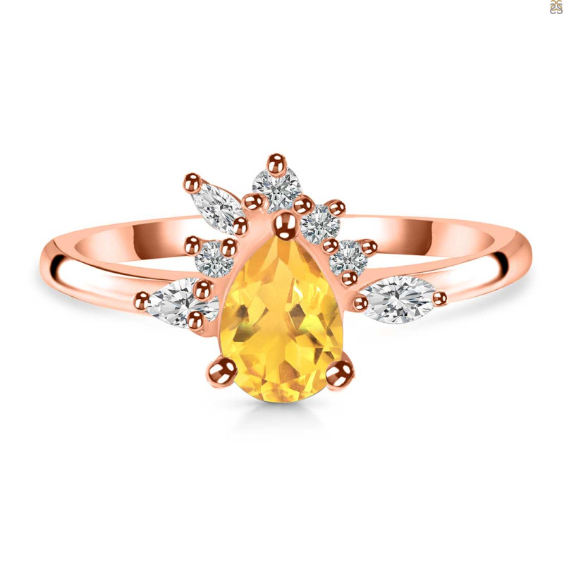 Citrine & White Topaz Ring CIT-RDR-2431.