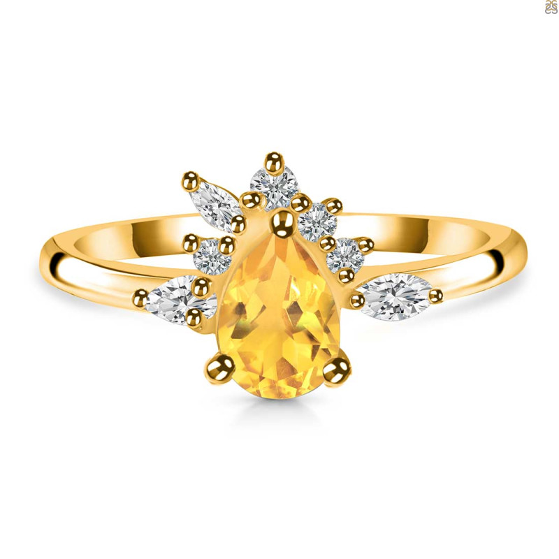 Citrine & White Topaz Ring CIT-RDR-2431.