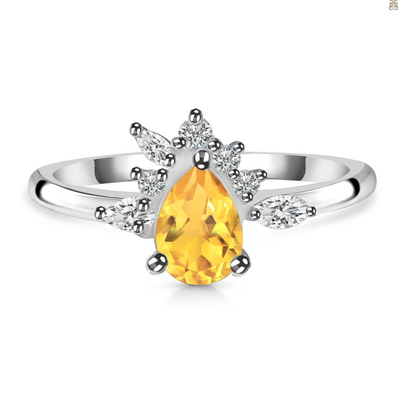 Citrine & White Topaz Ring CIT-RDR-2431.