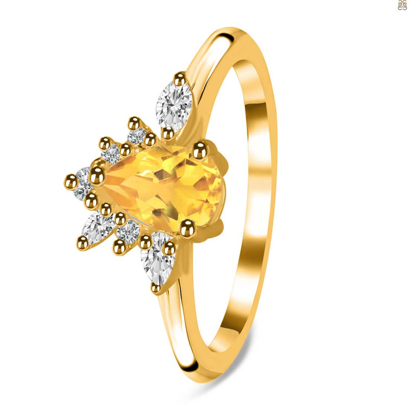 Citrine & White Topaz Ring CIT-RDR-2431.