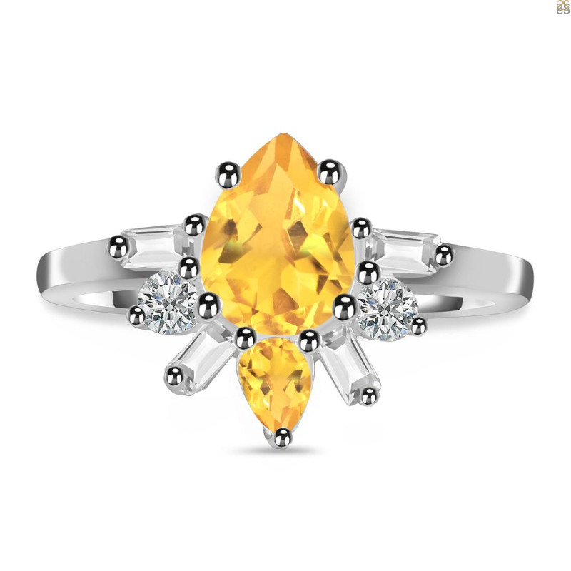 Citrine & White Topaz Ring CIT-RDR-2521.