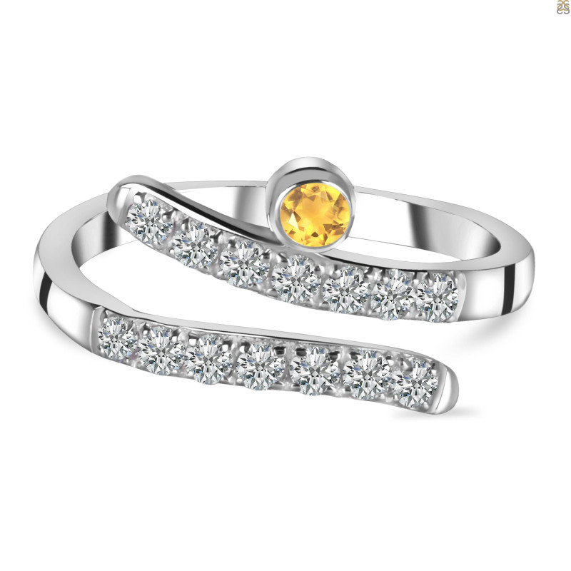 Citrine & White Topaz Ring CIT-RDR-2526.