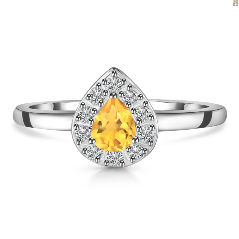Citrine & White Topaz Ring CIT-RDR-2535.