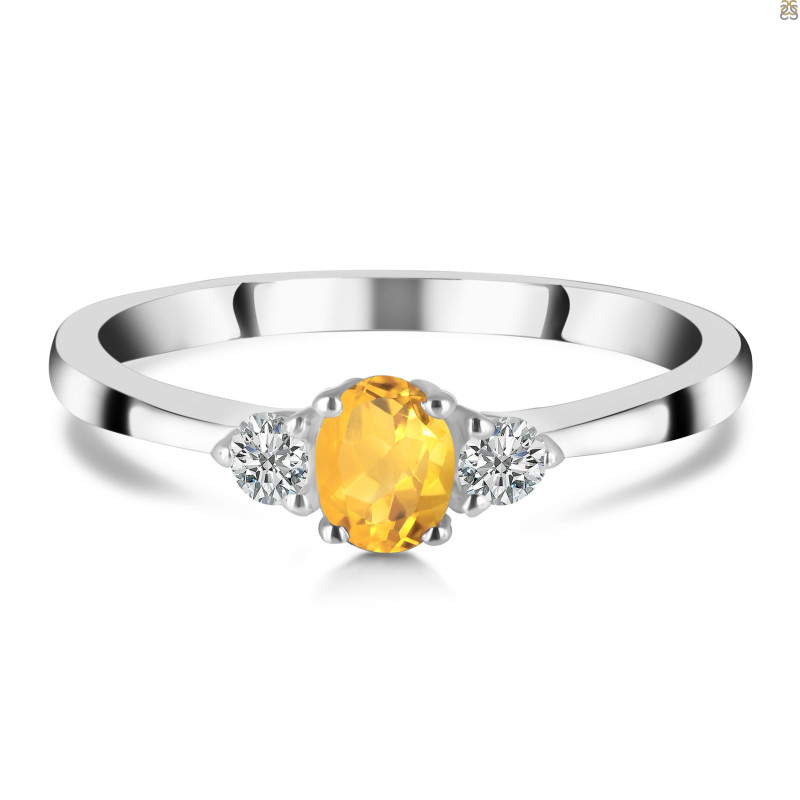 Citrine & White Topaz Ring CIT-RDR-2542.