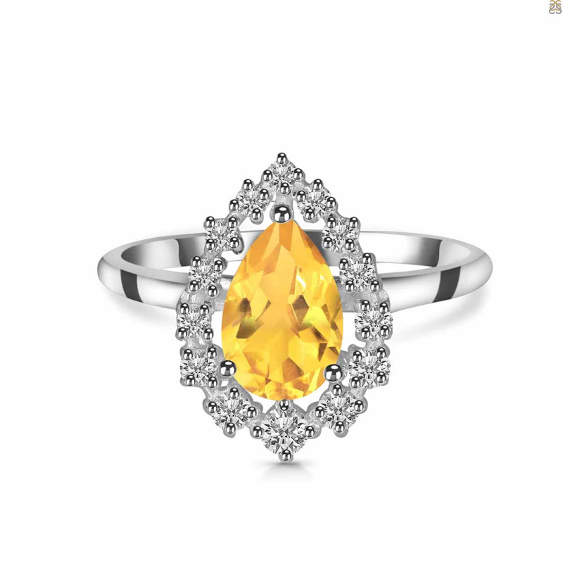 Citrine & White Topaz Ring CIT-RDR-2770.
