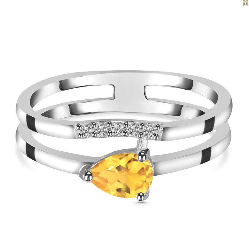 Citrine & White Topaz Ring CIT-RDR-2862.