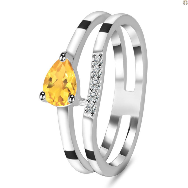 Citrine & White Topaz Ring CIT-RDR-2862.