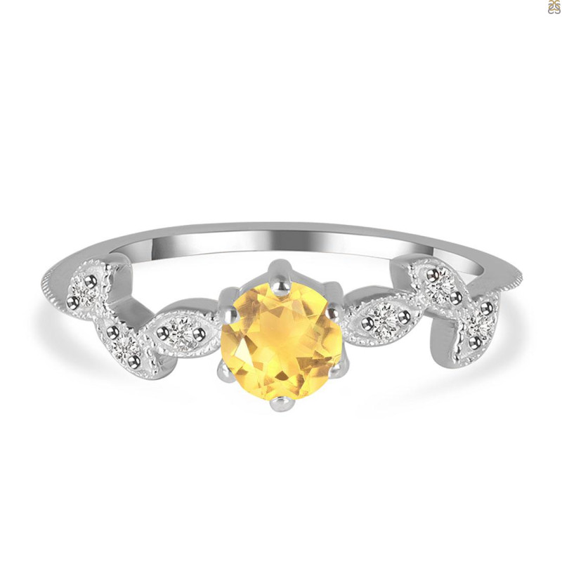 Citrine & White Topaz Ring CIT-RDR-2981.