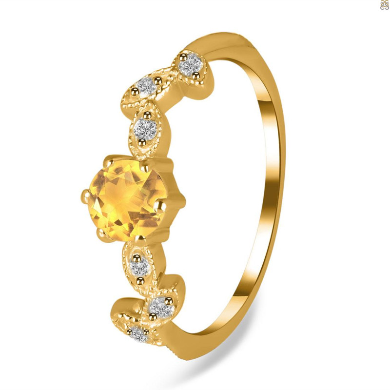 Citrine & White Topaz Ring CIT-RDR-2981.