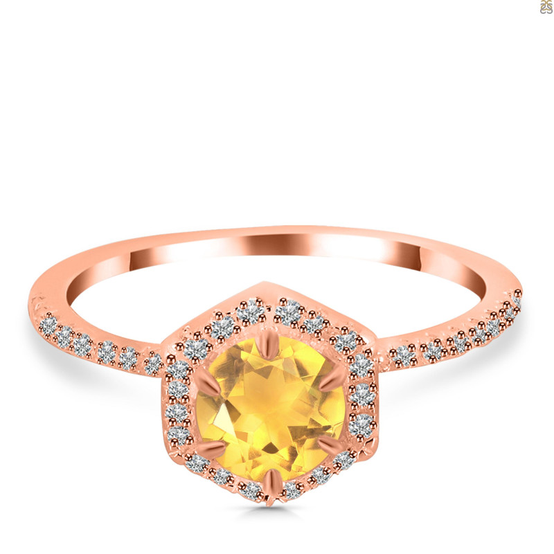 Citrine & White Topaz Ring CIT-RDR-3146.