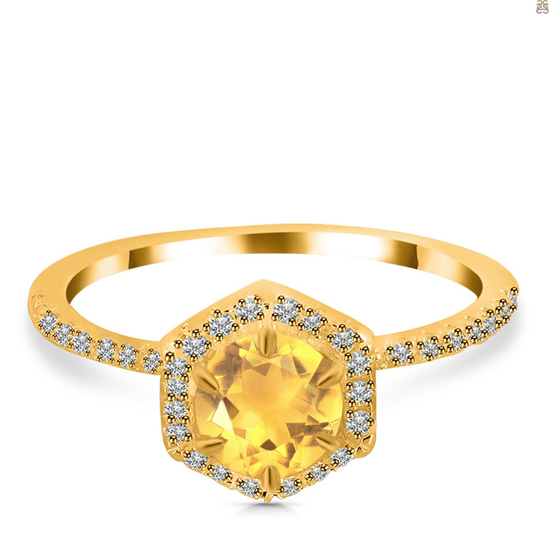 Citrine & White Topaz Ring CIT-RDR-3146.