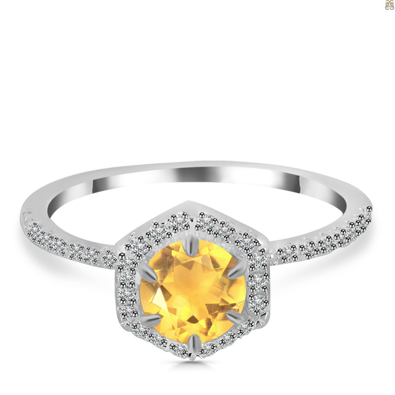 Citrine & White Topaz Ring CIT-RDR-3146.