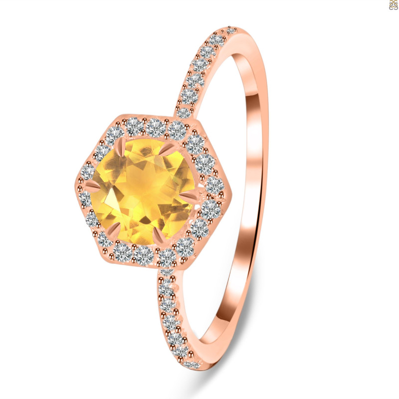 Citrine & White Topaz Ring CIT-RDR-3146.