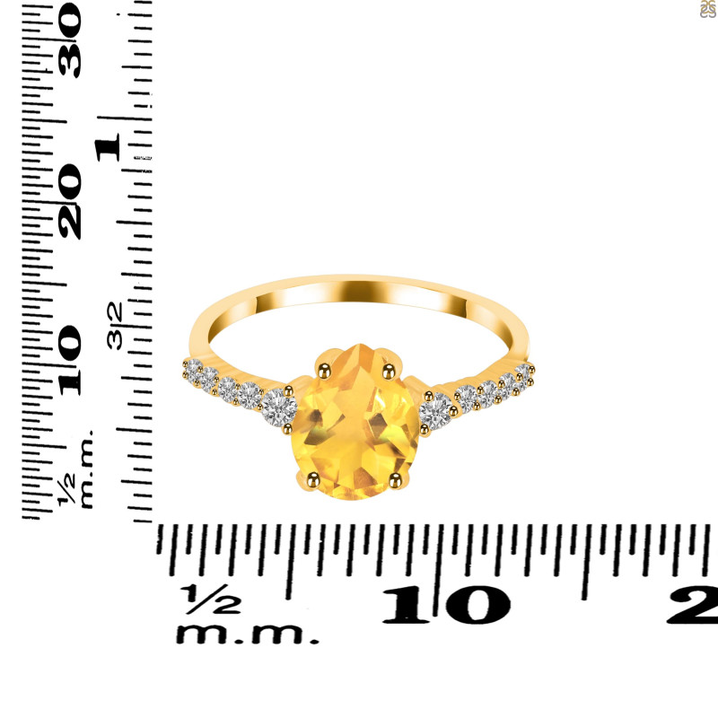 Citrine & White Topaz Ring CIT-RDR-3148.