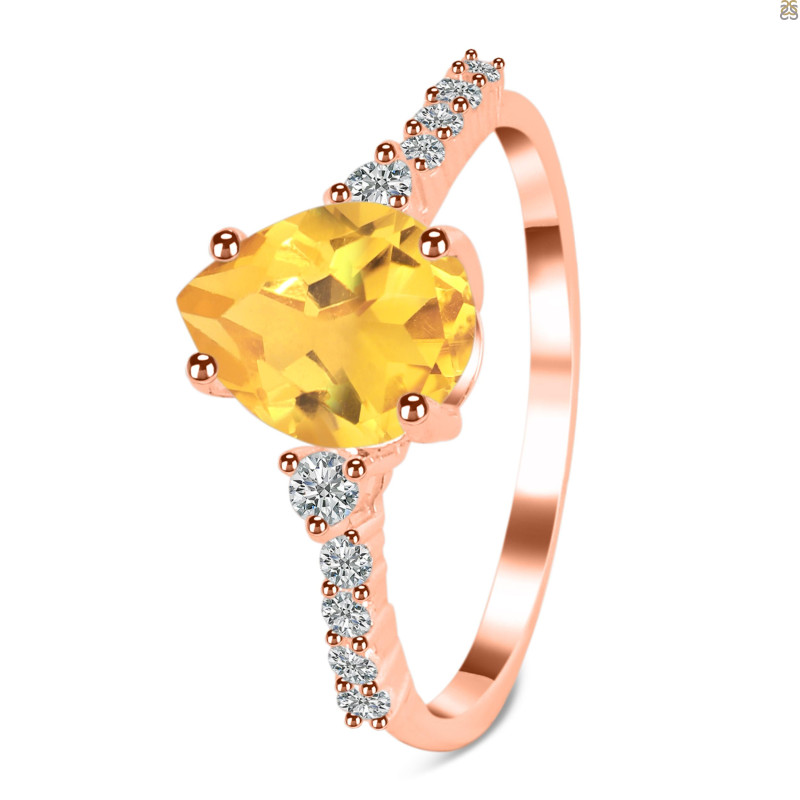 Citrine & White Topaz Ring CIT-RDR-3148.