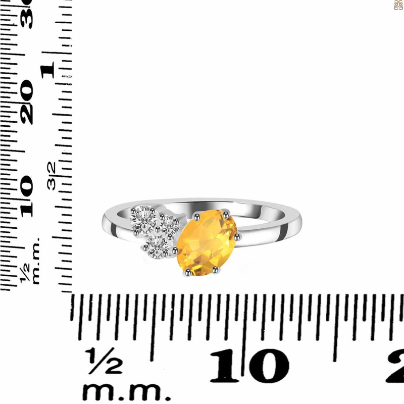 Citrine & White Topaz Ring CIT-RDR-3153.