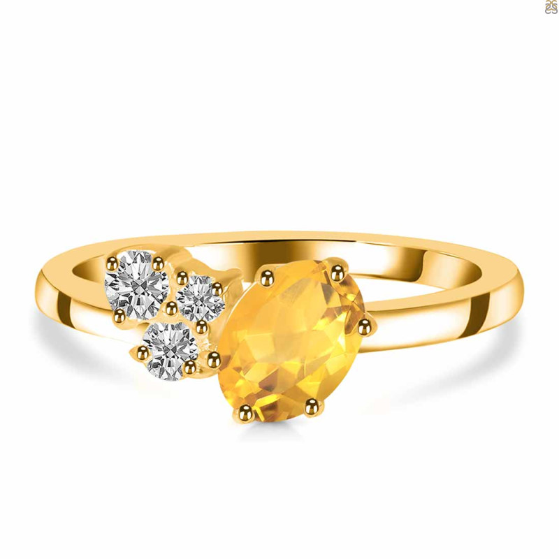 Citrine & White Topaz Ring CIT-RDR-3153.