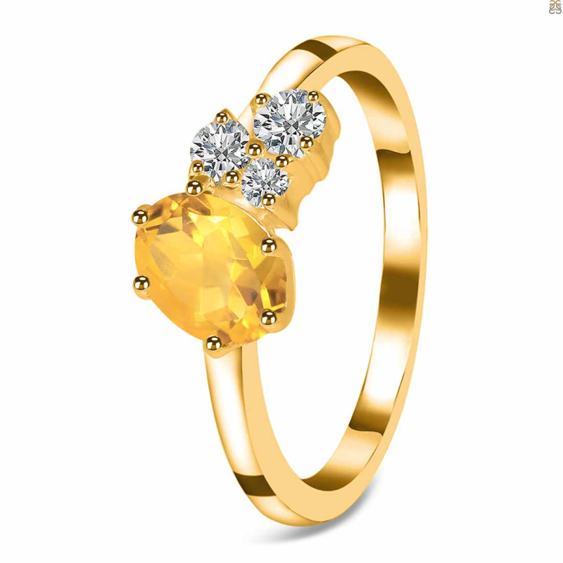 Citrine & White Topaz Ring CIT-RDR-3153.