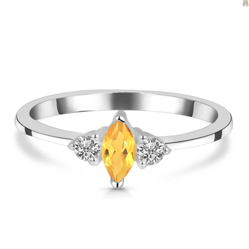 Citrine & White Topaz Ring CIT-RDR-3155.