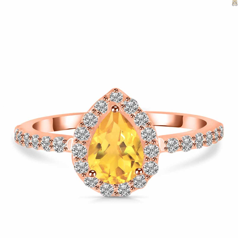 Citrine & White Topaz Ring CIT-RDR-3161.