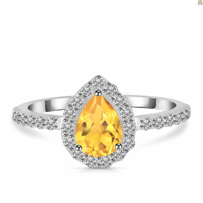 Citrine & White Topaz Ring CIT-RDR-3161.