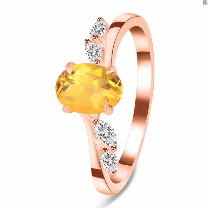 Citrine & White Topaz Ring CIT-RDR-3163.