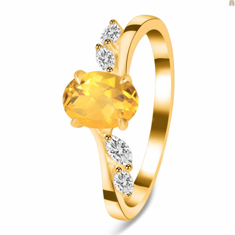 Citrine & White Topaz Ring CIT-RDR-3163.