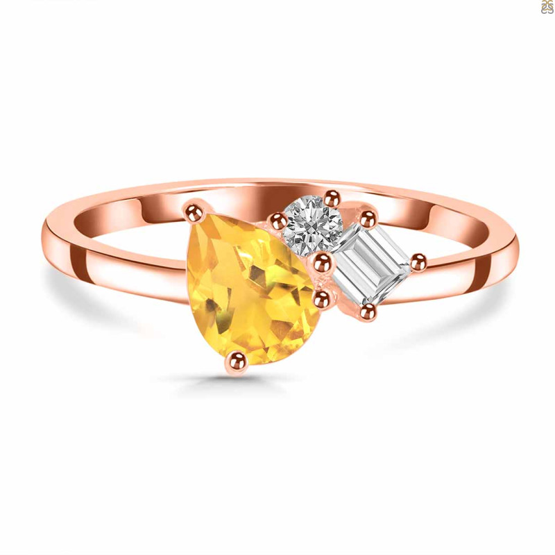 Citrine & White Topaz Ring CIT-RDR-3199.