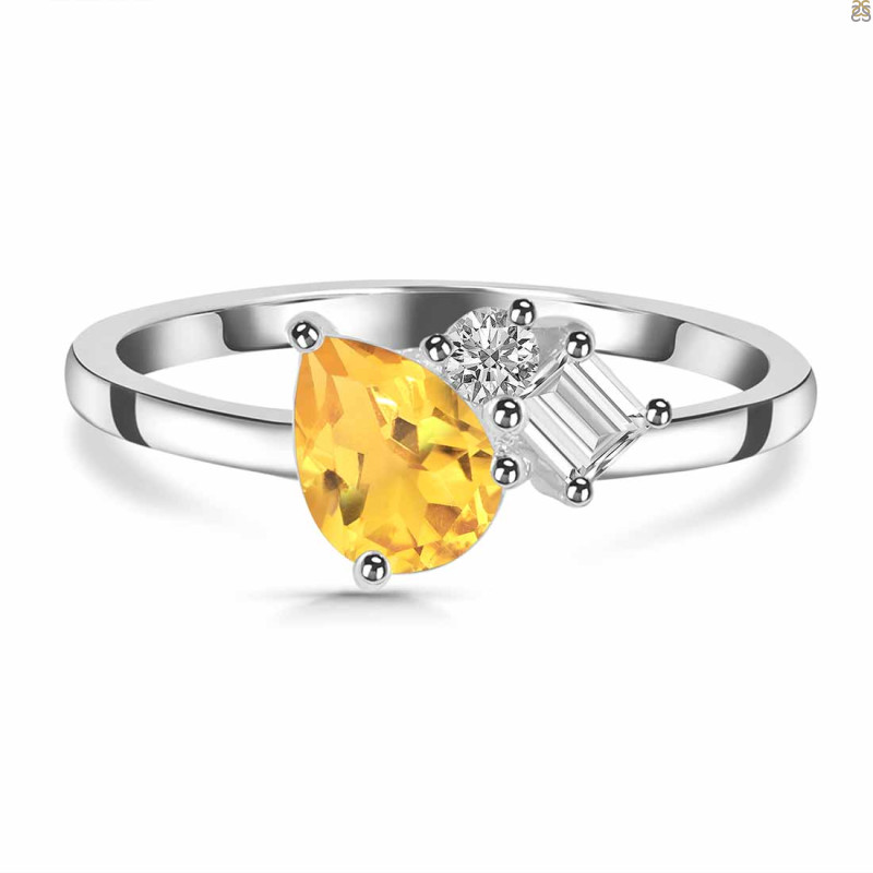 Citrine & White Topaz Ring CIT-RDR-3199.
