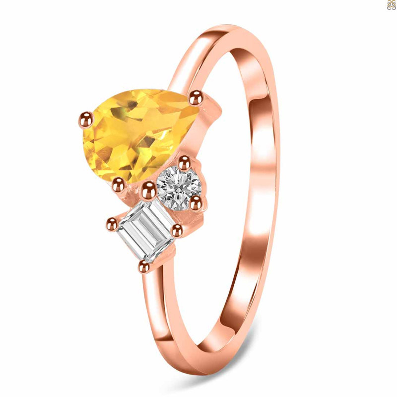 Citrine & White Topaz Ring CIT-RDR-3199.