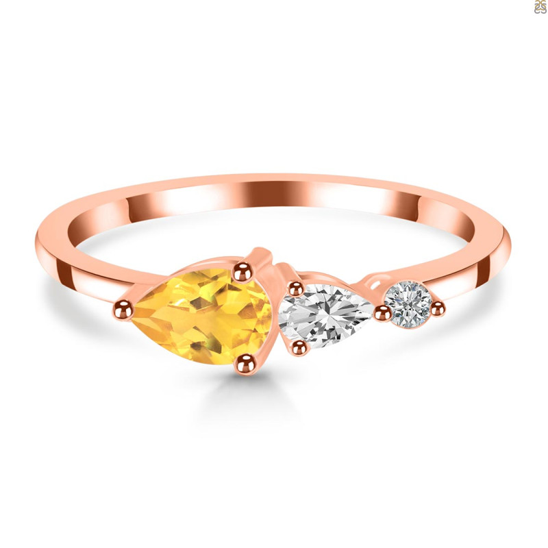 Citrine  & White Topaz Ring CIT-RDR-3238.