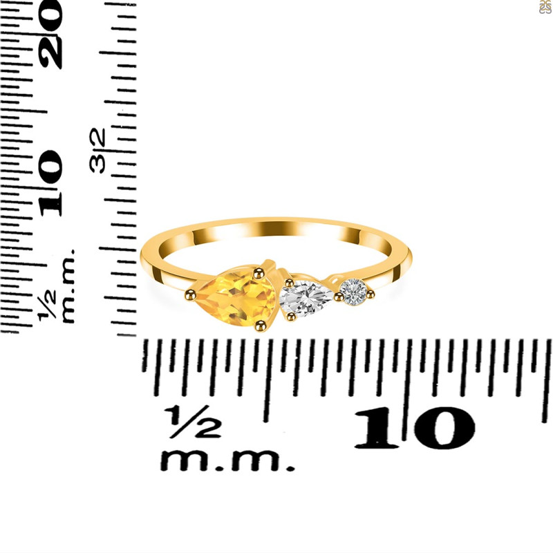 Citrine  & White Topaz Ring CIT-RDR-3238.