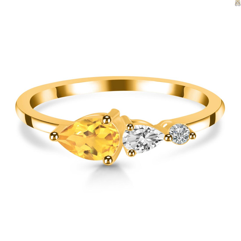 Citrine  & White Topaz Ring CIT-RDR-3238.