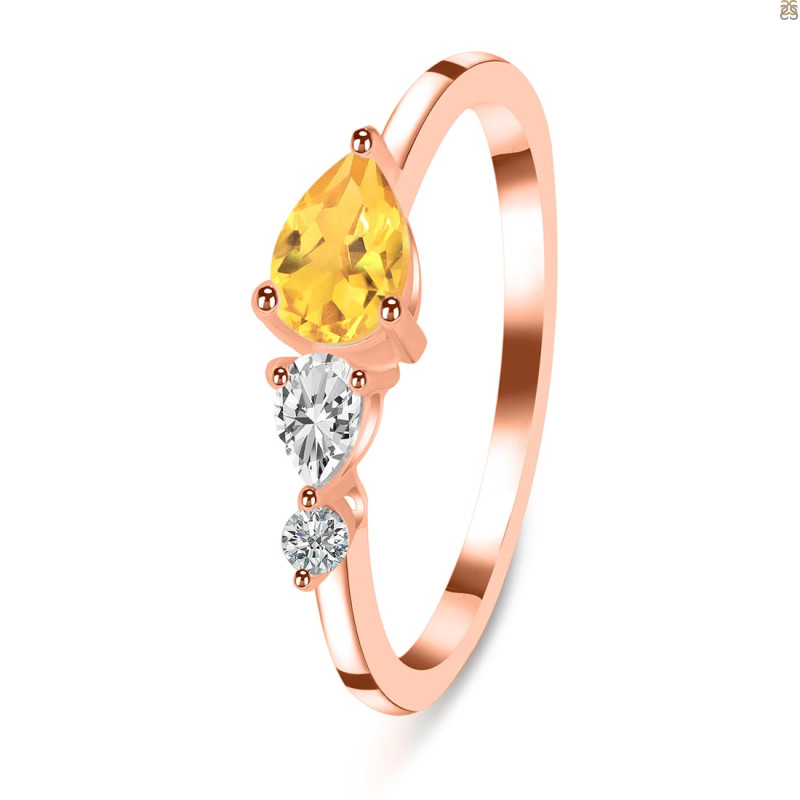 Citrine  & White Topaz Ring CIT-RDR-3238.