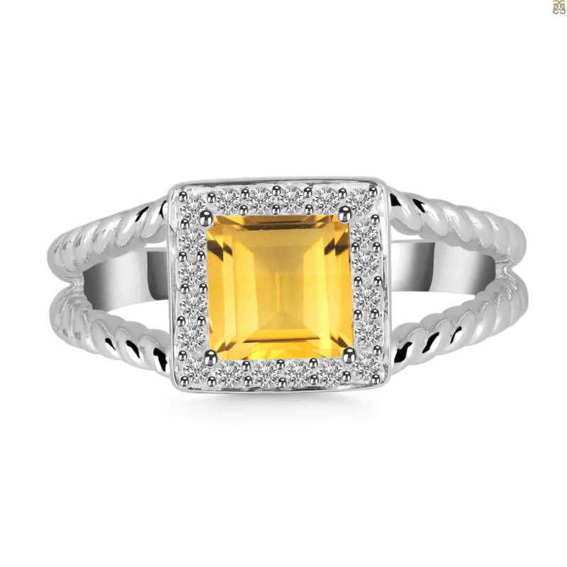 Citrine & White Topaz Ring CIT-RDR-388.