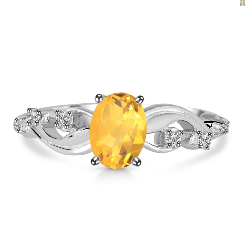 Citrine & White Topaz Ring CIT-RDR-402.