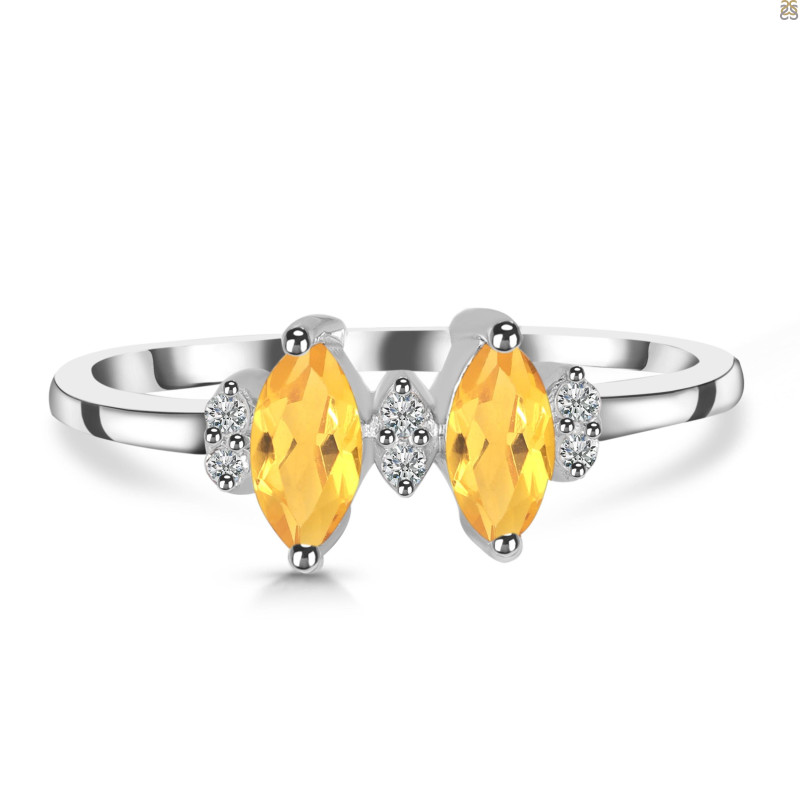 Citrine & White Topaz Ring CIT-RDR-418.