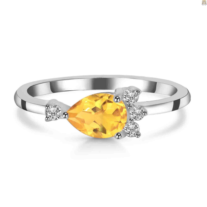 Citrine & White Topaz Ring CIT-RDR-433.